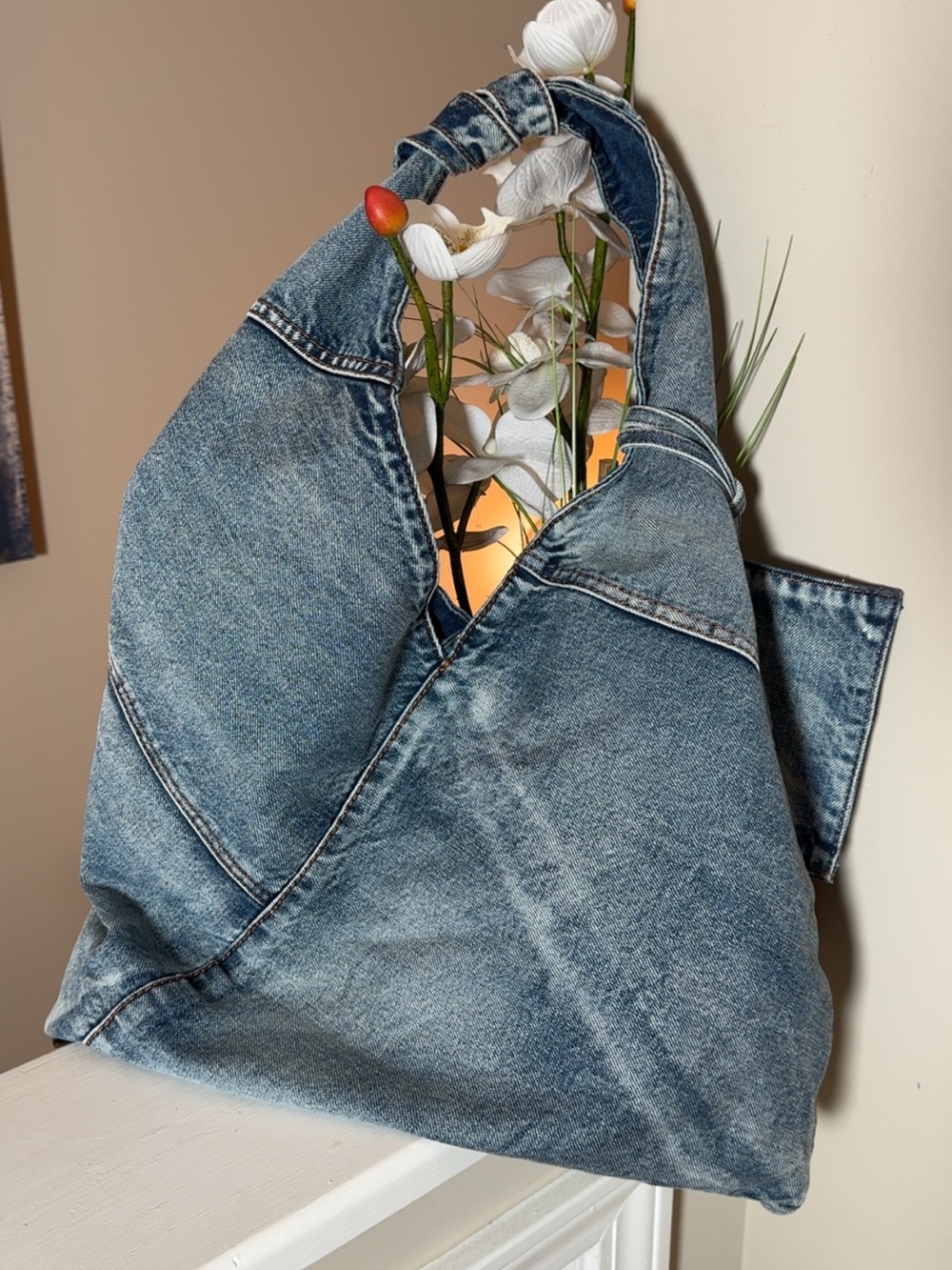 Release Denim Hobo Bag in Faded Blue - Picture 6 of 7